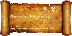 Mandzsul Nikoletta névjegykártya